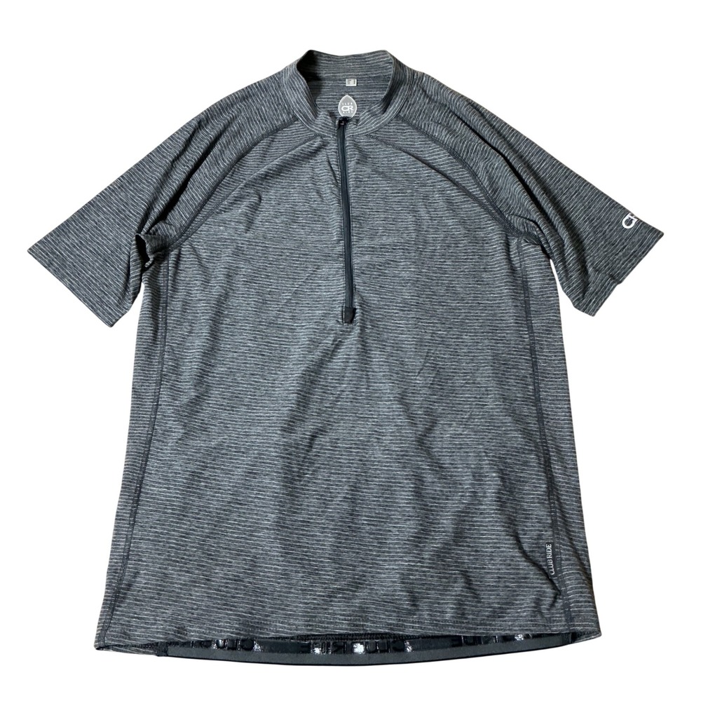 Club Ride Mens Gray Striped Quarter Zip‎ Cycling Jersey Small B116-MJRD